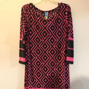 Pink and Black Elastic Feel Dress